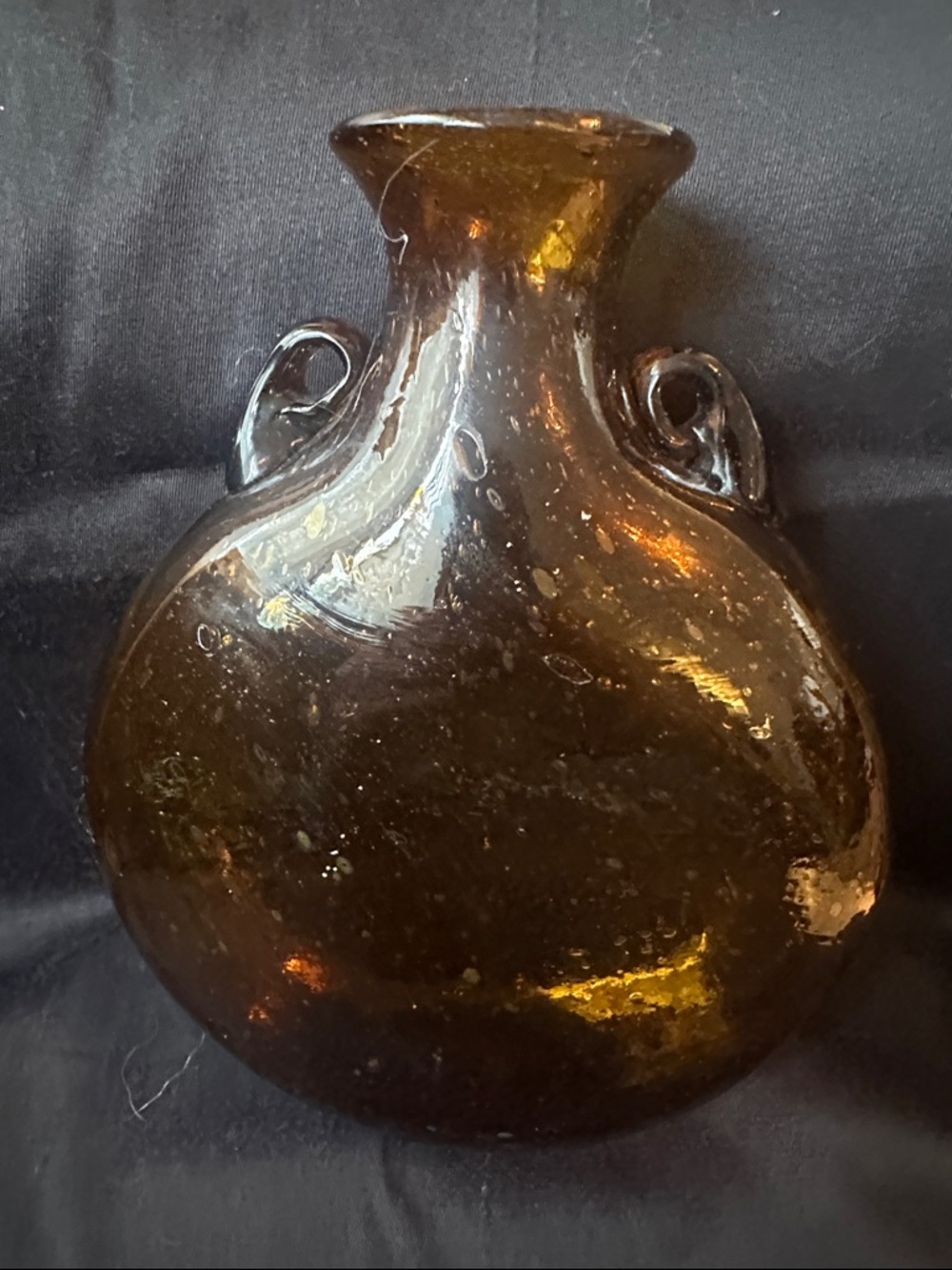 Handblown Amber Vintage hanging wall art/vase - Picture 5 of 7